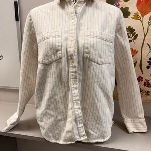 Madewell Cream Striped‎ Casual Button Down Shirt 100% Cotton Size Small